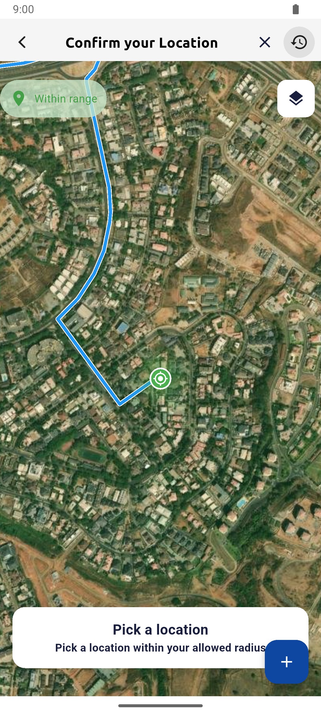Map with the Pick a location prompt