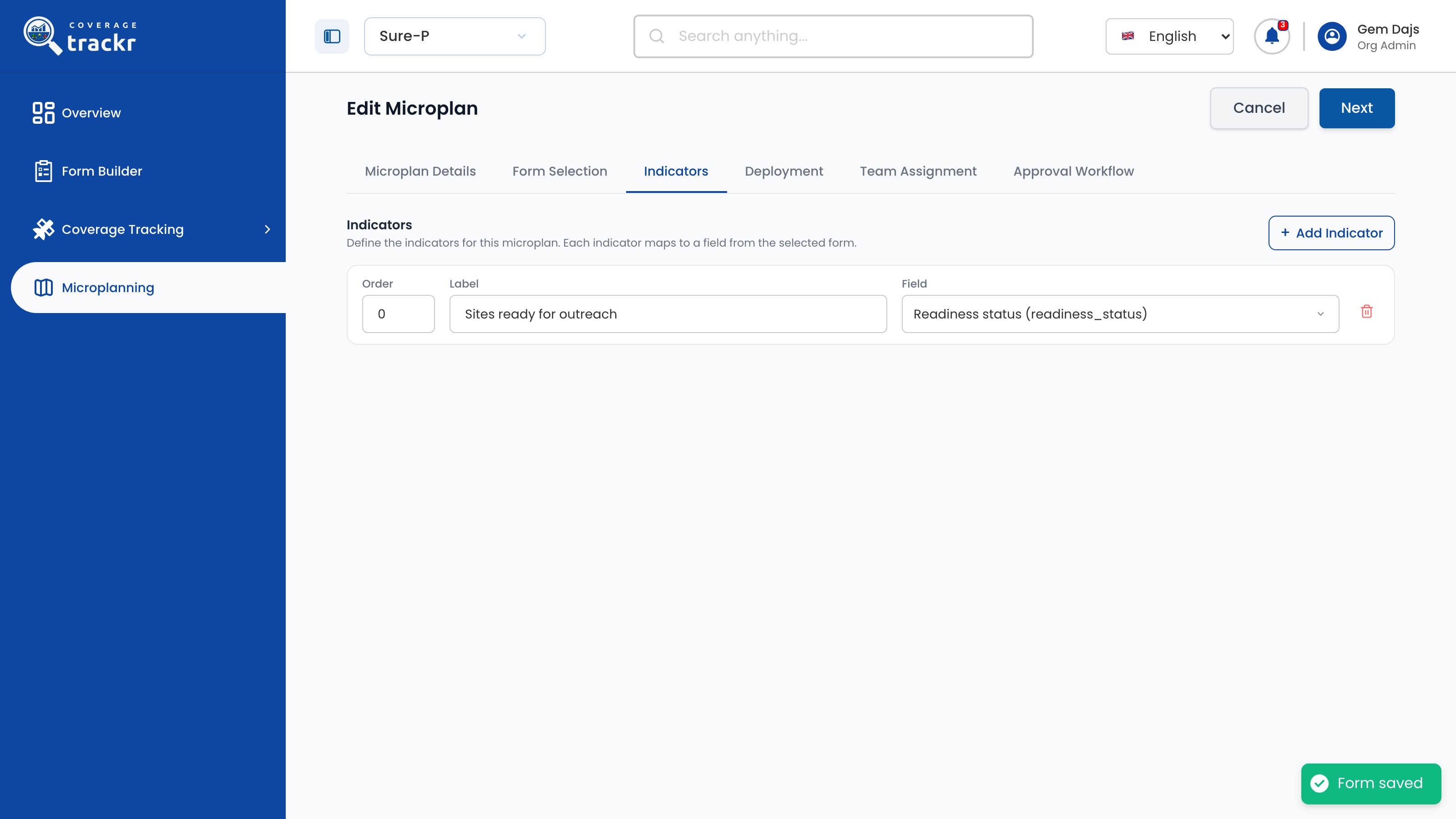 Indicator Sites ready for outreach mapped to the Readiness status field